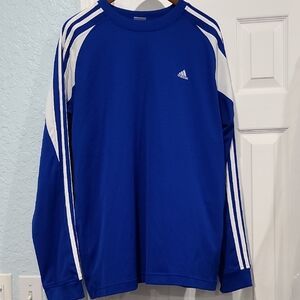 USED Adidas Royal Blue and White Long Sleeve Jersey Sz: XL